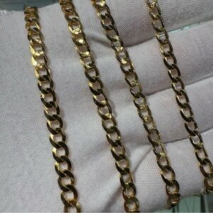 14KT Gold Plated Curb Sterling Silver Flat Cuban Bracelet